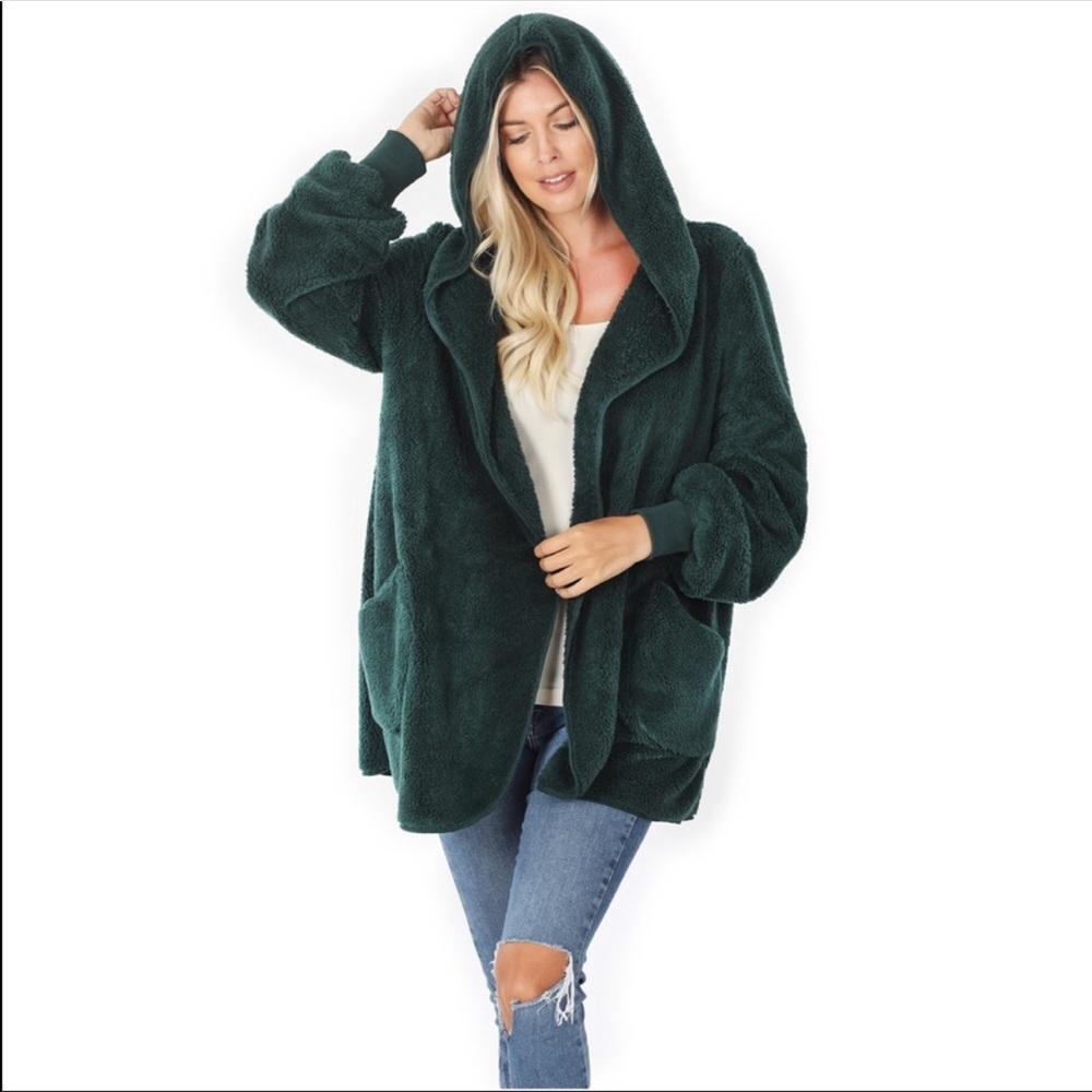 New! Cozy, warm, Sherpa hooded - Picture 2 of 5